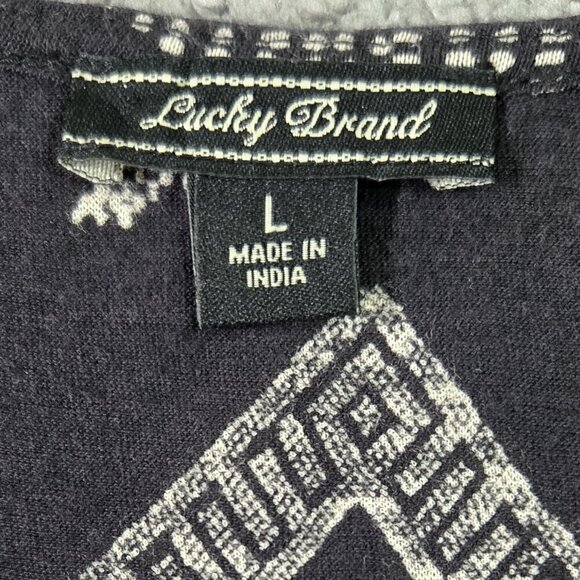 Lucky Brand Black Geometric Low V-Neck Sleeveless Maxi Dress Boho Tribal NO BELT - Picture 7 of 8